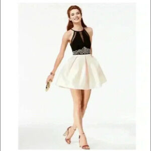 Nights By Teeze Me Short Fit & Flare Beaded Embellished Dress 3/4